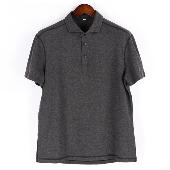 lululemon athletica Other - Lululemon Polo Shirt Mens Large Charcoal Gray Performance Cutaway Spread Collar